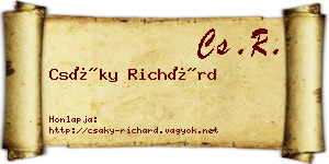 Csáky Richárd névjegykártya